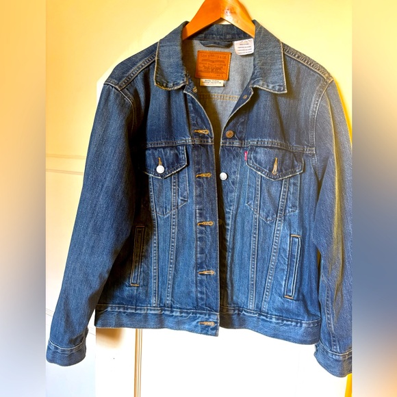 Levis Jean Jacket Womens Large Blue Denim Premium Western Country Trucker Boho - Picture 1 of 3